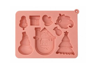 Molde silicona casita y 7 figuras Navidad